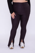 Load image into Gallery viewer, High Waist Matte Faux Leather Split Flare