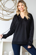 Load image into Gallery viewer, Black Lace Up Cotton Hoodie- Small Avail.