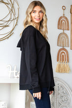 Load image into Gallery viewer, Black Lace Up Cotton Hoodie- Small Avail.