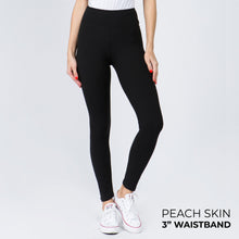 Load image into Gallery viewer, Black Peach Skin Leggings with 3" Waistband - Harp & Sole Boutique
