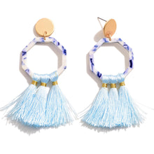 Load image into Gallery viewer, Acetate & Tassel Drop Earrings
