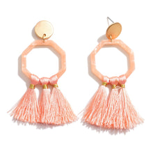 Load image into Gallery viewer, Acetate & Tassel Drop Earrings
