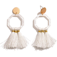 Load image into Gallery viewer, Acetate & Tassel Drop Earrings
