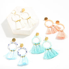 Load image into Gallery viewer, Acetate & Tassel Drop Earrings