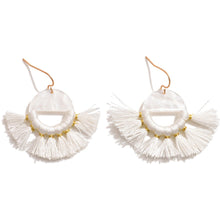 Load image into Gallery viewer, Acetate & Tassel Half Hoop Earrings