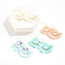 Load image into Gallery viewer, Acetate & Tassel Half Hoop Earrings