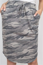 Load image into Gallery viewer, Gray Camo Pencil Skirt with Pockets