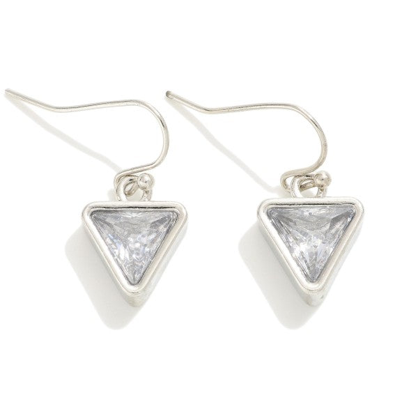 Simple Rhinestone Triangle Drop Earrings