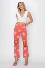 Load image into Gallery viewer, RISEN Full Size Distressed Raw Hem Star Pattern Jeans