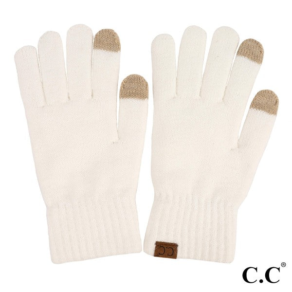 White Knit Smart Touch Gloves