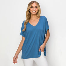 Load image into Gallery viewer, Dusty Blue Oversized V-Neck Top