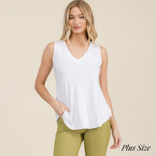 Load image into Gallery viewer, Plus Size White V-Neck Ribbed Sleeveless Top