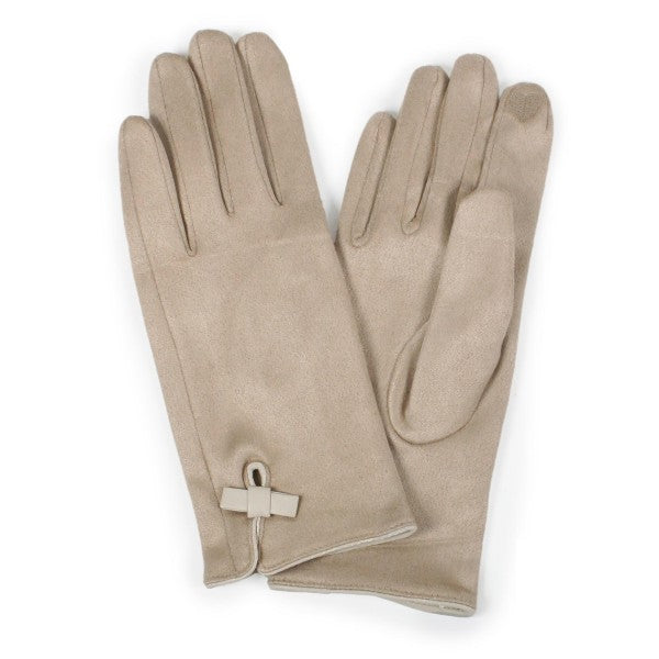 Beige Smart-Touch Gloves With Buckle Detail