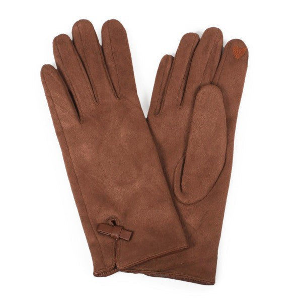 Brown Smart-Touch Gloves With Buckle Detail