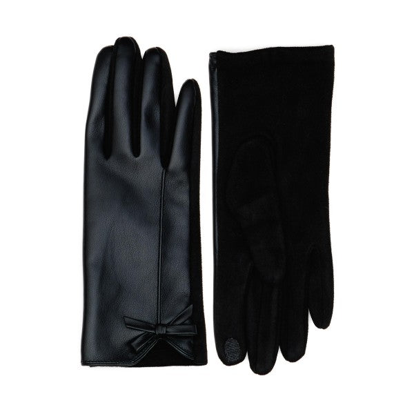 Black Vegan Leather Touchscreen Gloves