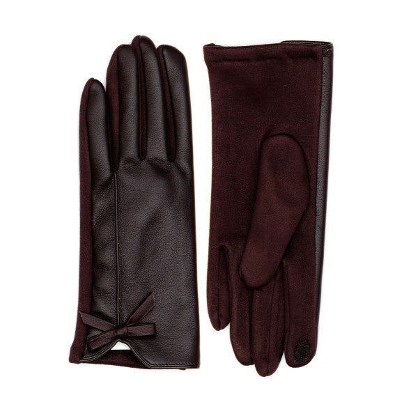 Brown Vegan Leather Touchscreen Gloves