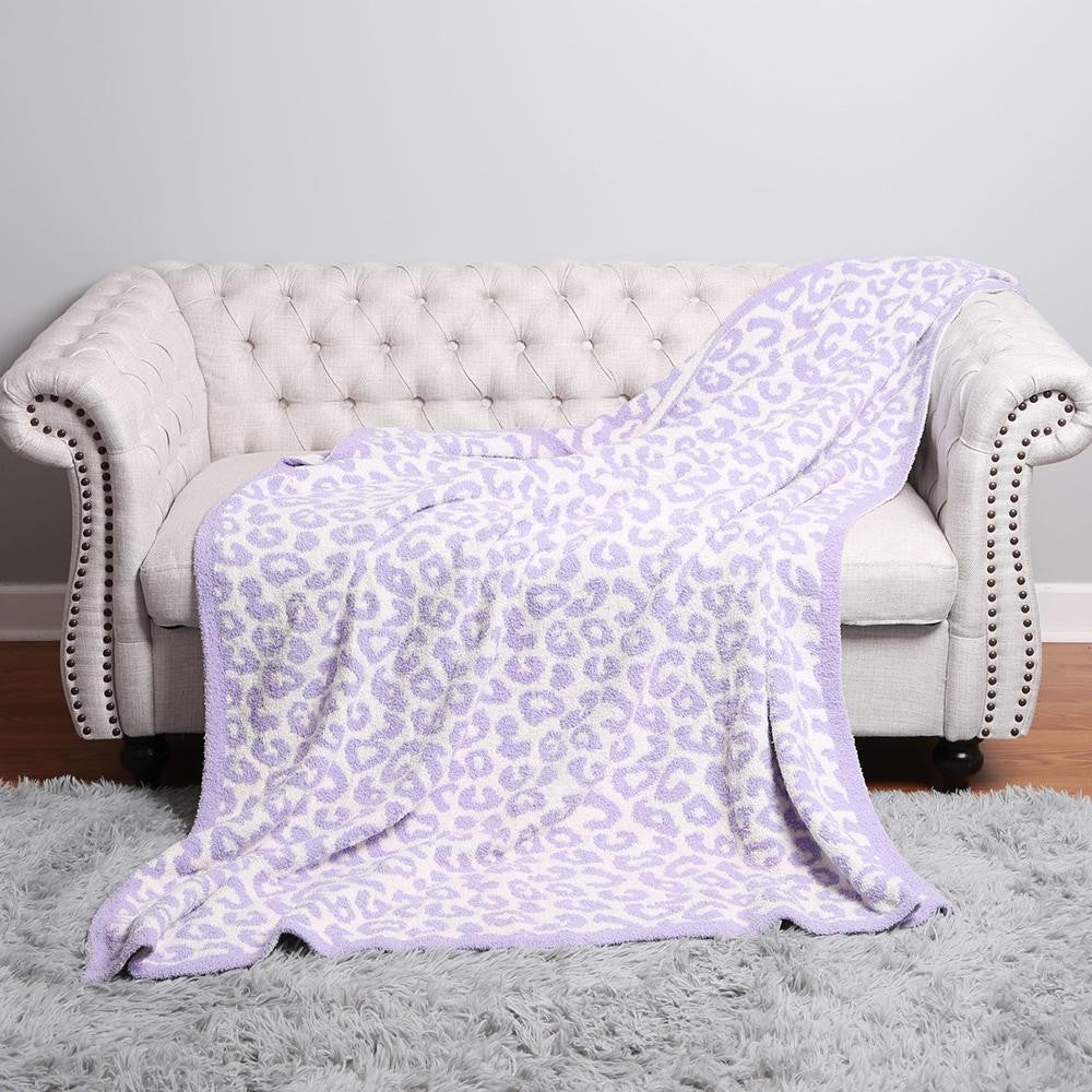 Comfy Luxe Lavender Leopard Blanket