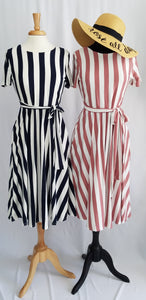 Vertical Stripe Flare Dress with Tie - Harp & Sole Boutique
