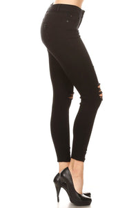 Distressed Mid Rise Black Skinny Jeans - Harp & Sole Boutique