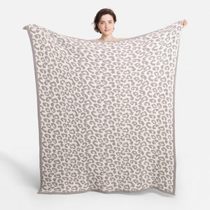 Comfy Luxe Reversible Gray Leopard Blanket