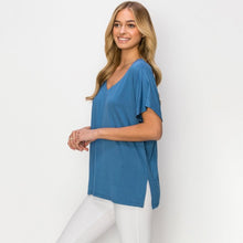 Load image into Gallery viewer, Dusty Blue Oversized V-Neck Top