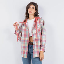 Load image into Gallery viewer, Lightweight Plaid Shacket With Hood