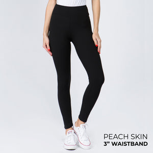 Black Peach Skin Leggings with 3" Waistband - Harp & Sole Boutique