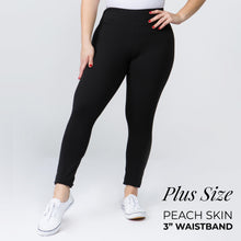 Load image into Gallery viewer, Plus Size Black Peach Skin Leggings with 3&quot; Waistband - Harp &amp; Sole Boutique