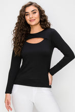 Load image into Gallery viewer, Black Essential Cut-Out Crew Neck Top
