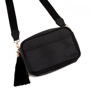 Black Faux Leather Crossbody Purse