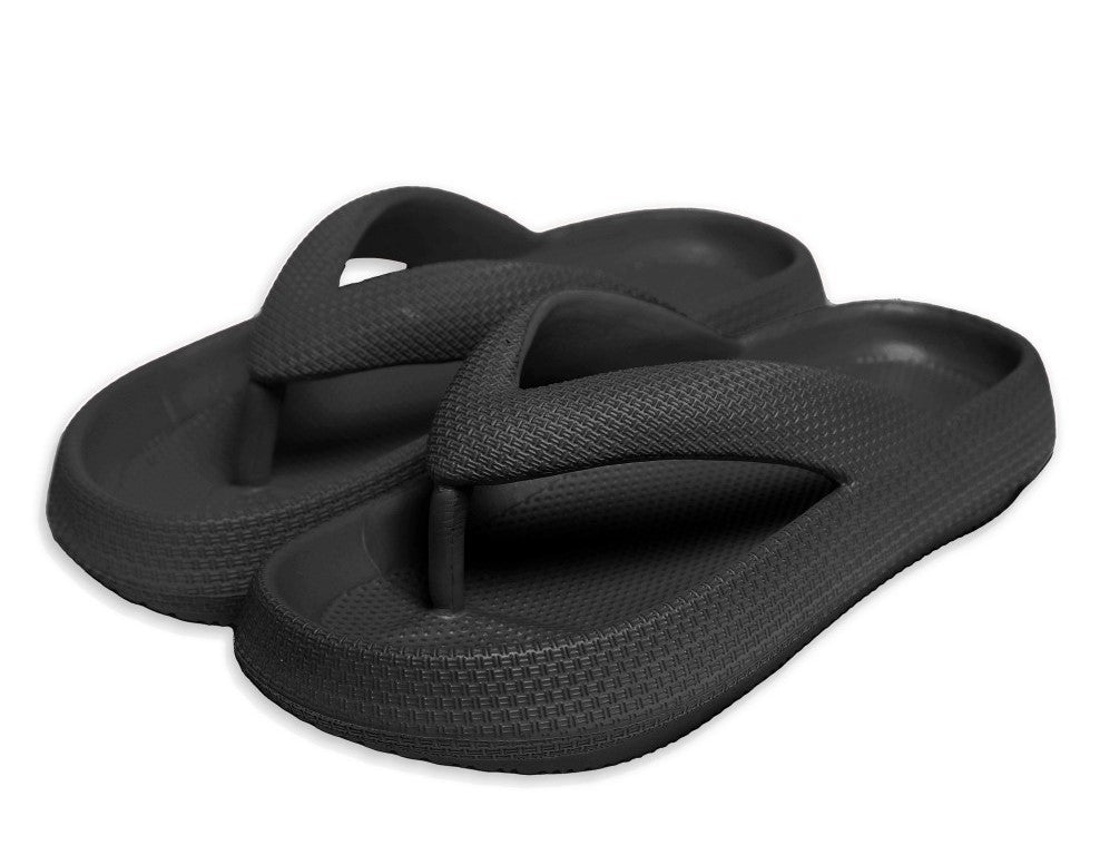 Black Flip Flop Comfy Slides