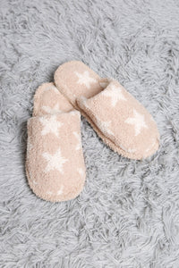Comfy Luxe Beige & White Star Slippers- S/M Avail.