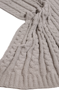 Comfy Luxe Gray Cable Knit Blanket