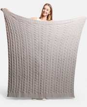 Load image into Gallery viewer, Comfy Luxe Gray Cable Knit Blanket