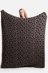Comfy Luxe Reversible Mocha & Black Leopard Blanket