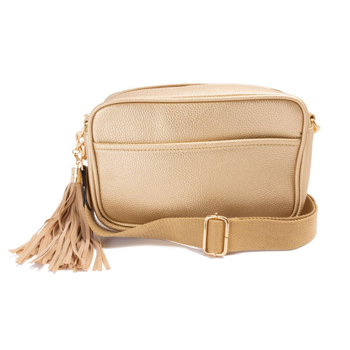 Gold Faux Leather Crossbody Purse