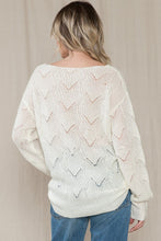 Load image into Gallery viewer, Ivory Crew Neck Hollow Cable Knit Sweater - Small Available