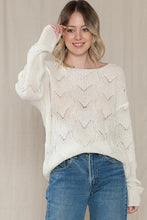 Load image into Gallery viewer, Ivory Crew Neck Hollow Cable Knit Sweater - Small Available