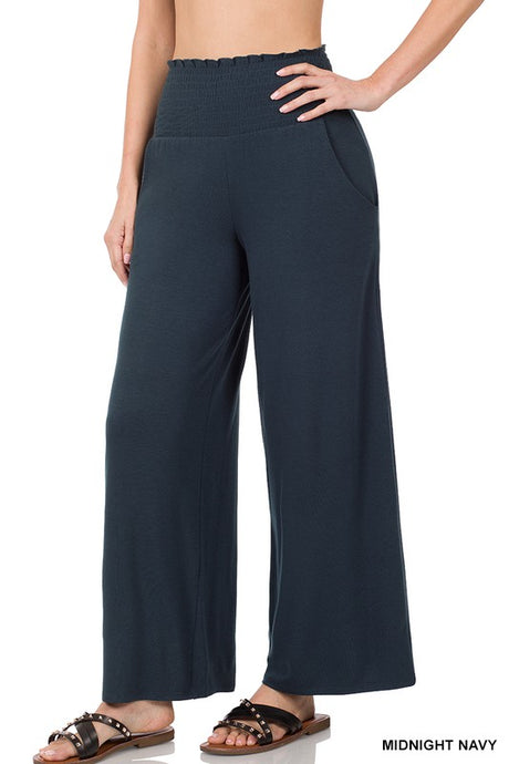 Navy Blue Lounge Pants with Smocked Waistband= Small Avail.