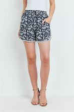 Load image into Gallery viewer, Navy &amp; White Floral Shorts - S/M Avail.