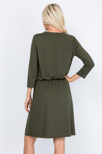 Olive 3/4 Sleeve Dress - Small Avail.