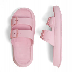 Pink Comfy Slides with Buckles Harp Sole Boutique