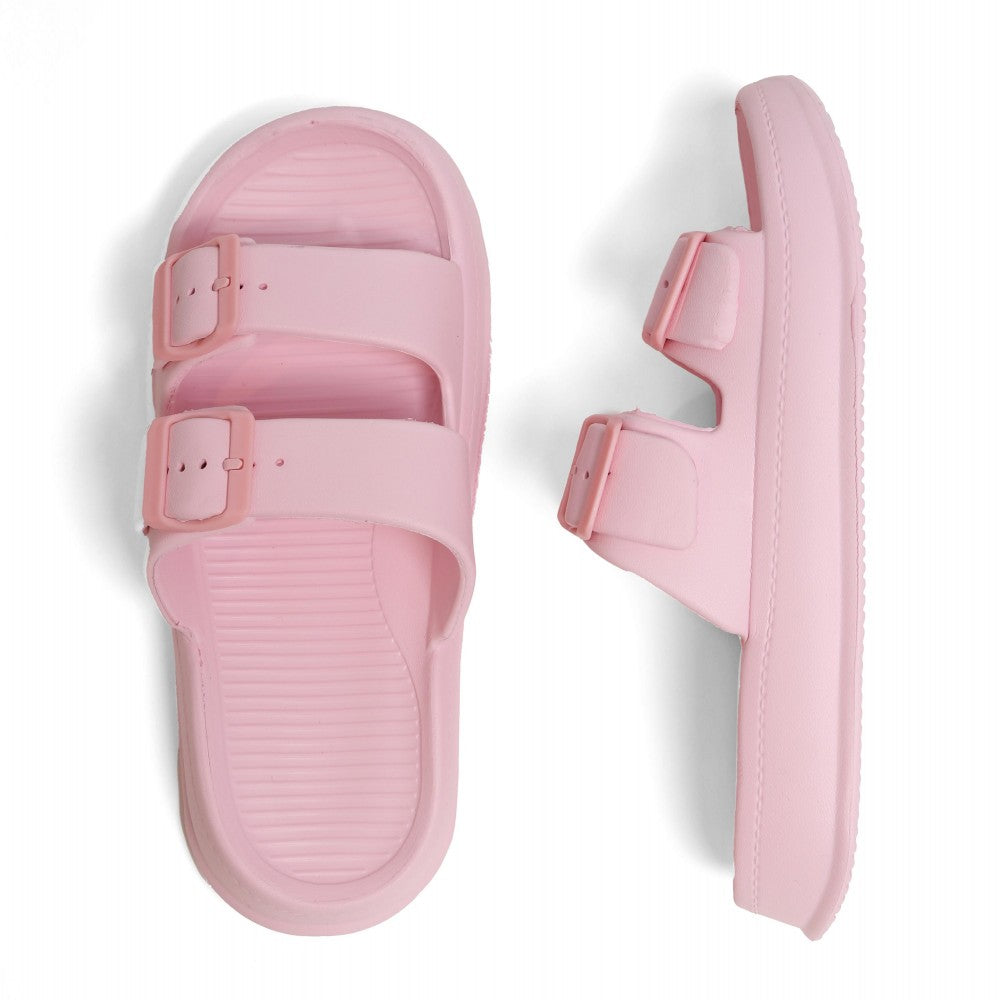 Pink Comfy Slides with Buckles