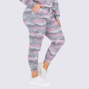 Pink & Gray Cropped Camo Joggers