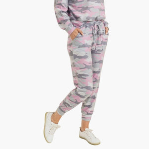 Pink & Gray Cropped Camo Joggers