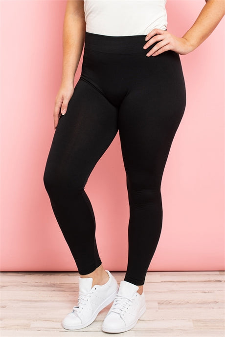 Plus Size Black Fleece Lined Leggings - Harp & Sole Boutique