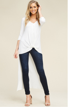 Load image into Gallery viewer, 3/4 Sleeve with V-Neck and Twist Front High Low Tunic Top - Harp &amp; Sole Boutique
