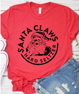 Heather Red Santa Claws Hard Seltzer T-Shirt - Harp & Sole Boutique