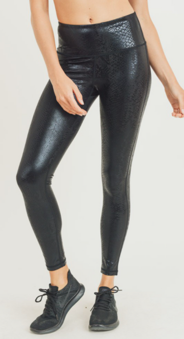 Snake Print High Waisted Faux Leather Legging - Small & 3XL avail.