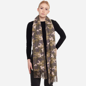 Super Soft Camo Scarf with Fringe